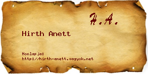 Hirth Anett névjegykártya